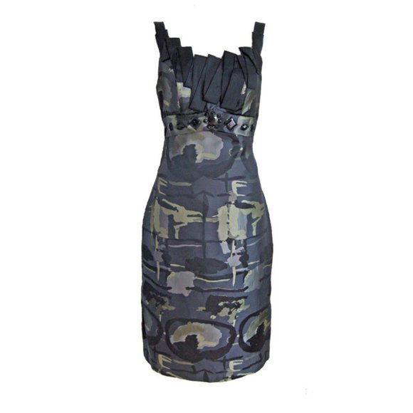 MATIS GREEN PRINT SLEEVELESS SHIFT DRESS SIZE XS AND SMALL - Picture 1 of 8